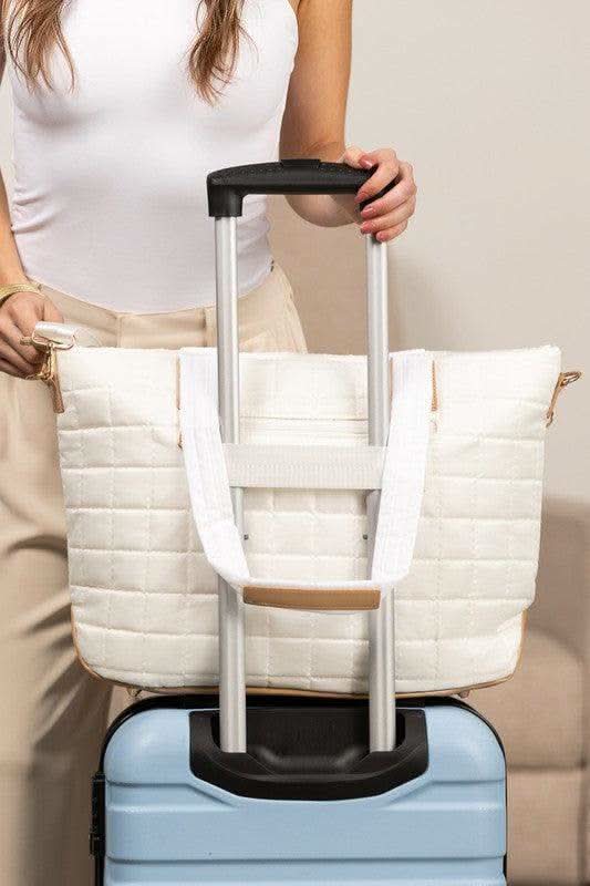 Mila Quilted Traveler Tote with Mini Clutch in Soft White OneSize - photo