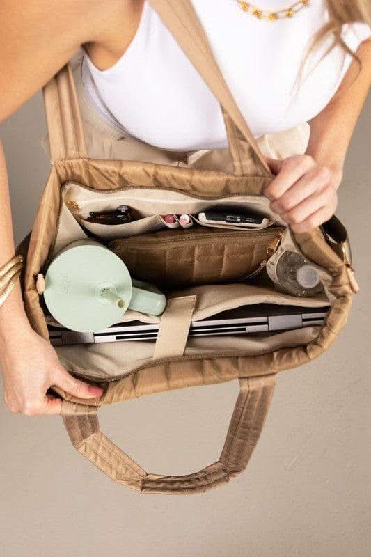 Mila Quilted Traveler Tote with Mini Clutch in - photo