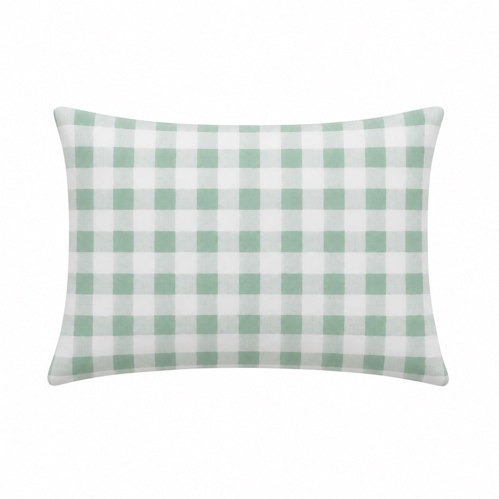Little Mae & Co. Standard Pillow Case Cover - Light Green Checkered