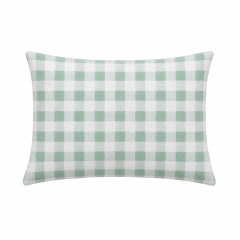 Little Mae & Co. Standard Pillow Case Cover - Light Green Checkered
