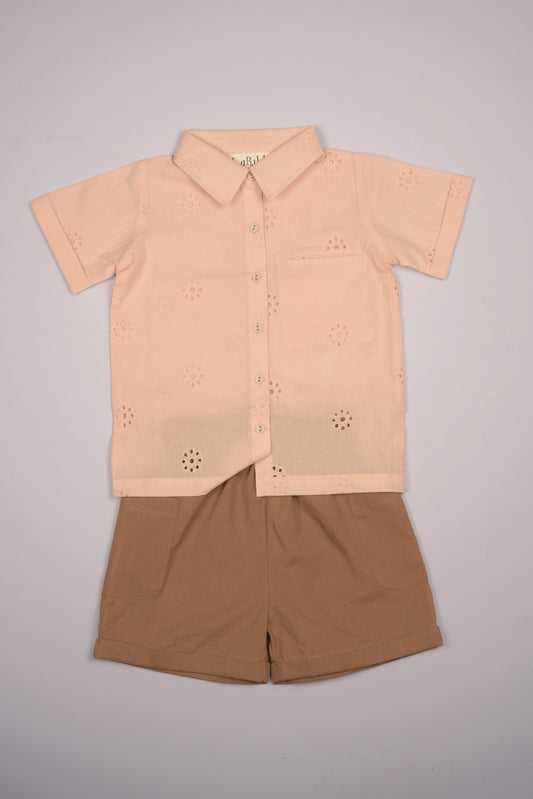 Embroidered Schiffli Boys Shirt and Pant Set in - Boys Shirt photo