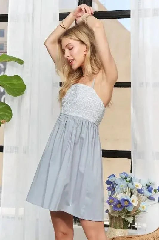 ADORA Sleeveless Mix Babydoll Dress in - photo