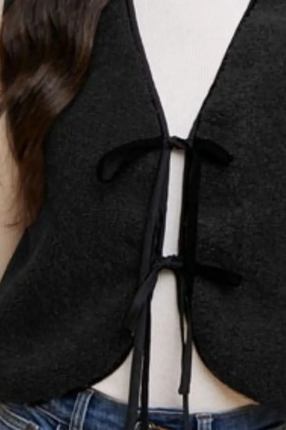 Annie Wear V-Neck Tie Detail Vest Coat in - photo