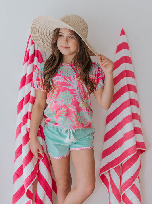 Pink Palm Paradise Shirt & Short Set in - Outfit Sets photo