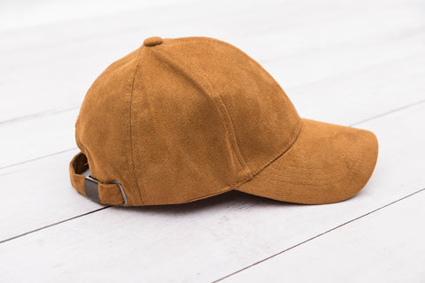 Suede Boyfriend Ball Cap in Camel - Baseball Caps photo