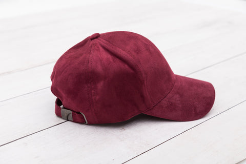 Suede Boyfriend Ball Cap in Wine - Baseball Caps photo