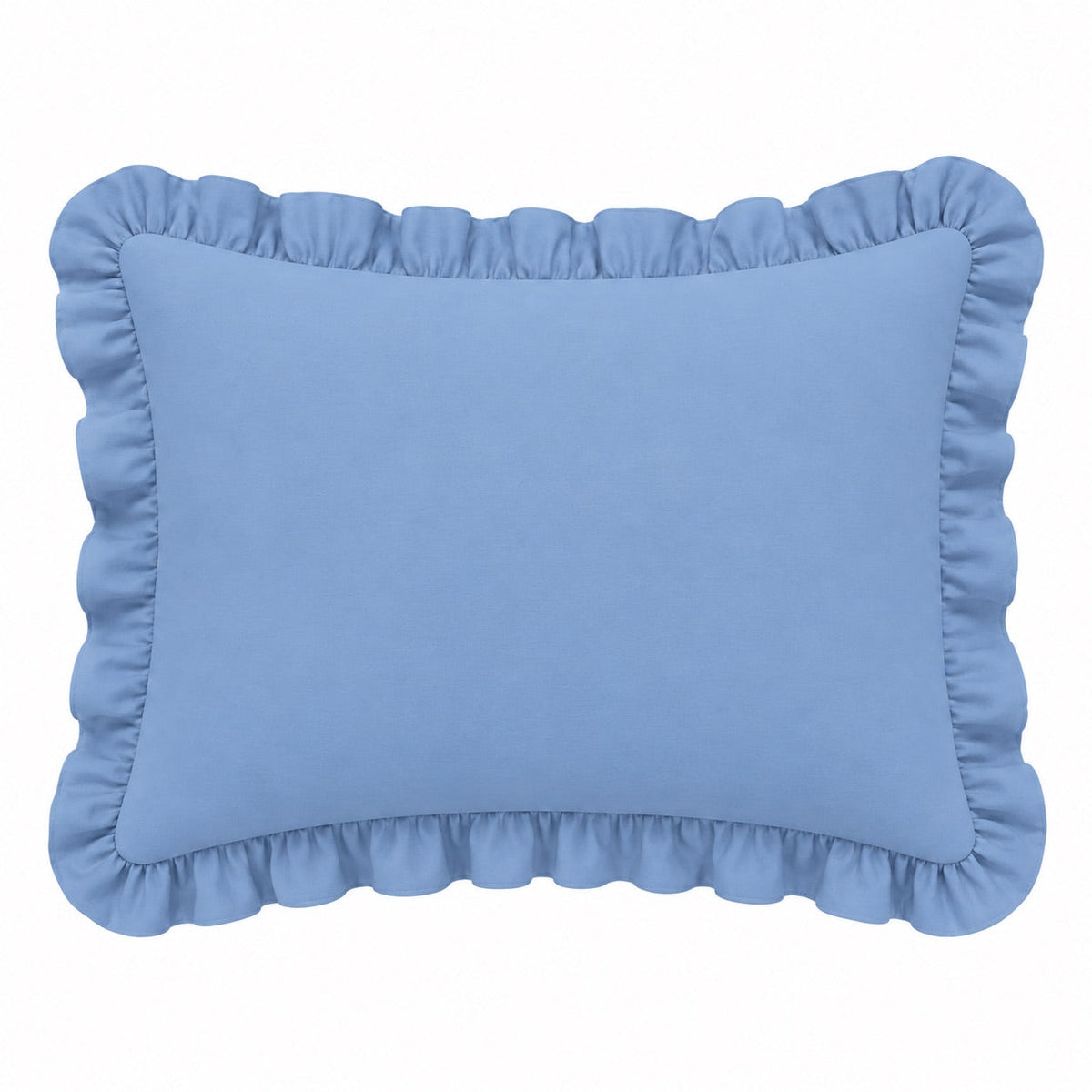Little Mae & Co. Standard Ruffle Pillow Case Cover - Blue Solid
