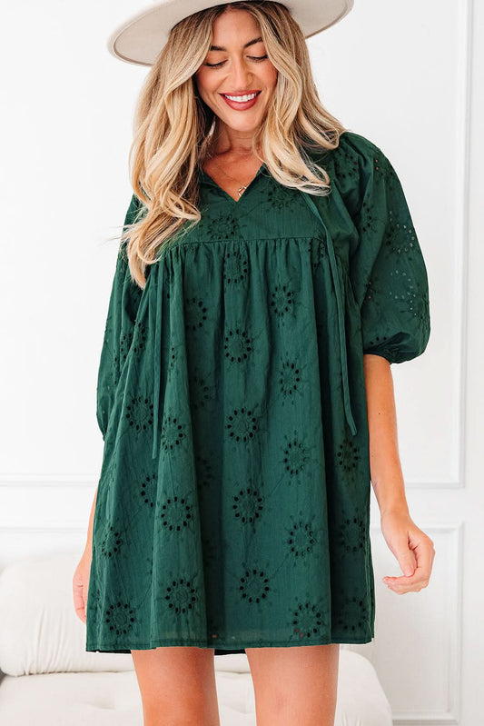 Beth Sleeve Swing Mini Dress in Green - Mini Dresses photo