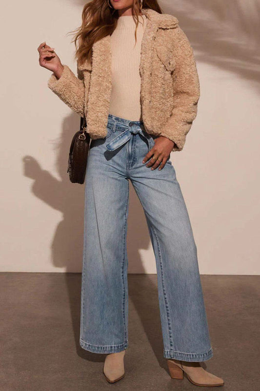 Tied Wide Leg Jeans with Pockets in - Jeans photo