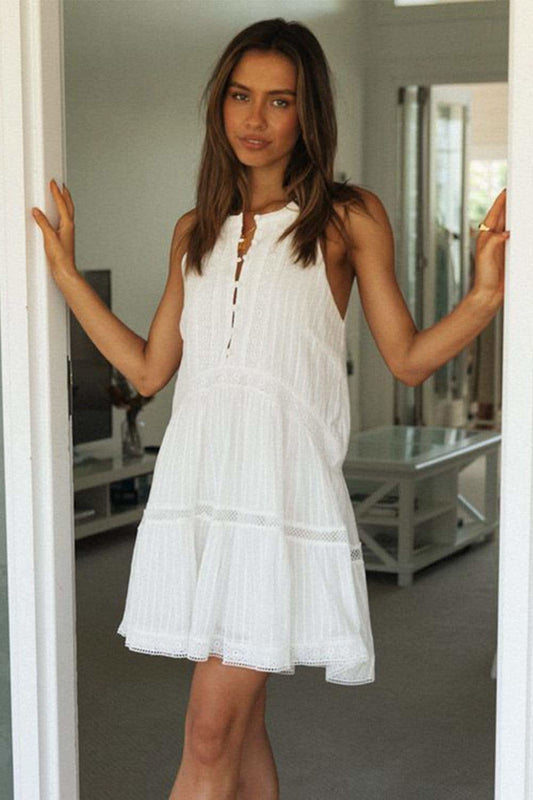 Roxie Half Button Sleeveless Mini Dress in - photo