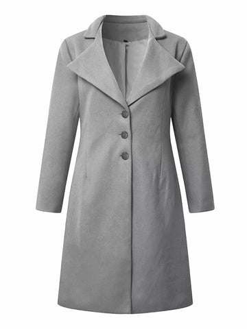 Single-Breasted Long Sleeve Overcoat Plus Size in - photo