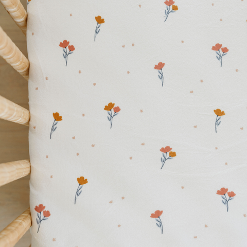 MINKY STRETCH LUXE CRIB SHEETS in Floral -Coral - photo