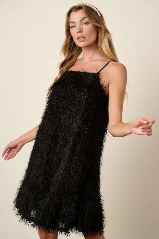 Mittoshop Feather Ruffle Hem Mini Cami Dress in Black - Dresses photo