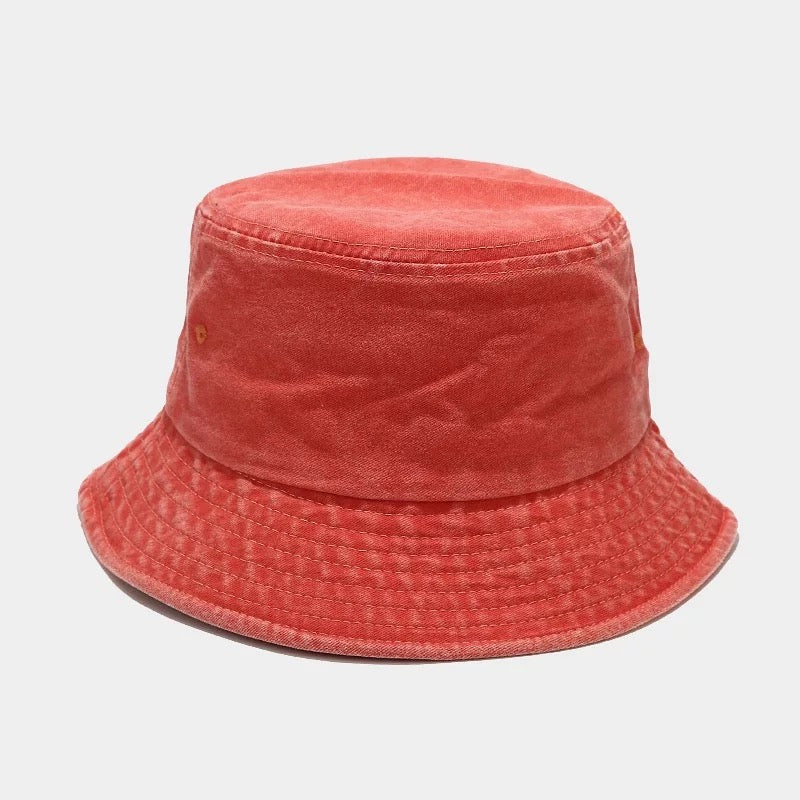 Distressed Bucket Hats in Blood Orange - photo