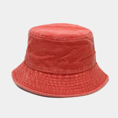 Distressed Bucket Hats in Blood Orange - photo