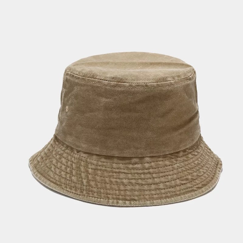 Distressed Bucket Hats in Khaki - photo