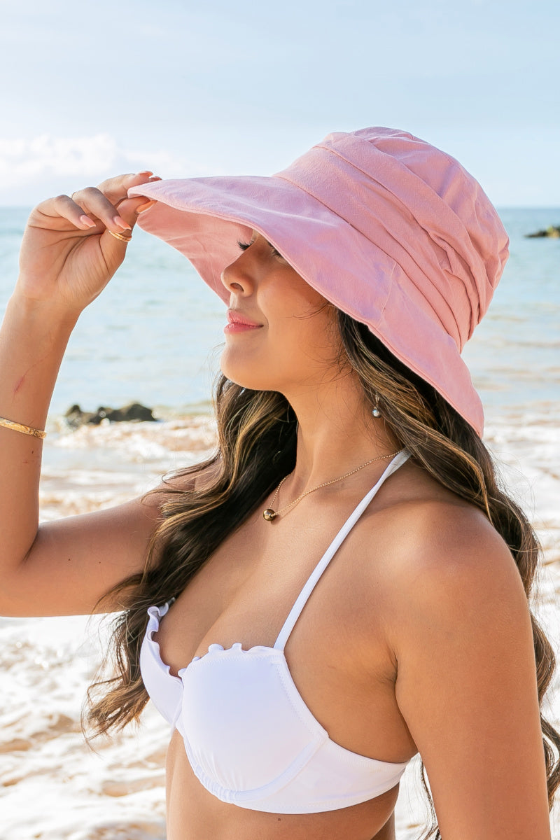 Tie-Back Bucket Sunhat in Blush - photo