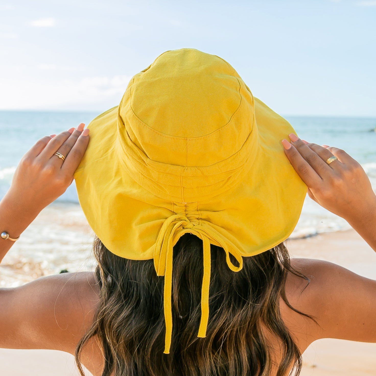 Tie-Back Bucket Sunhat in Mustard - photo