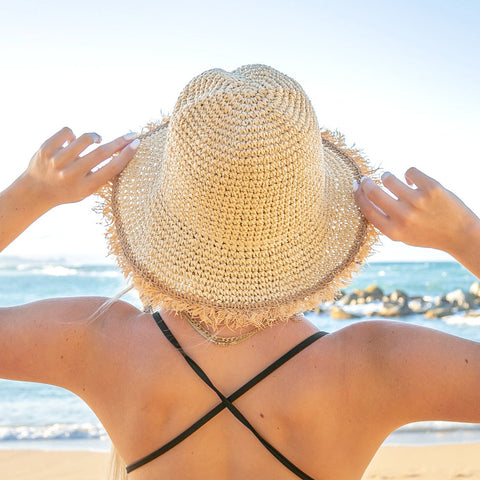 Fray Edge Straw Bucket Hat