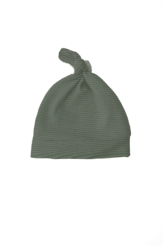 Moss Ribbed Knit Newborn Baby Knot Hat in - photo