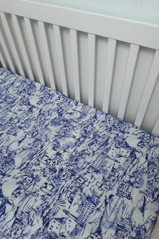 Pink Toile Crib Sheet