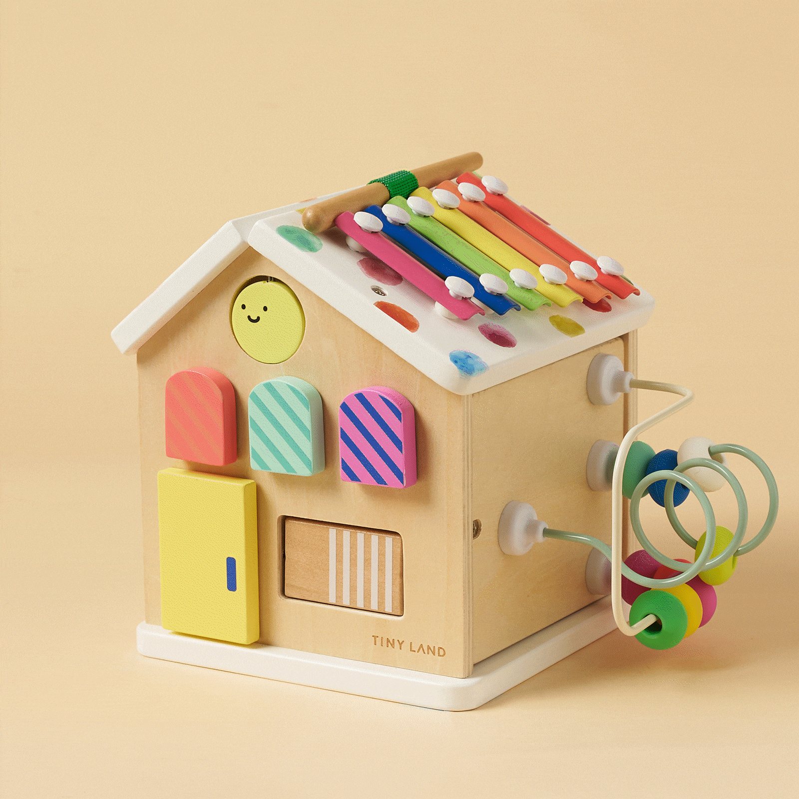 Tiny Land® Cottage Activity Cube - Rainbow in - wooden toys photo