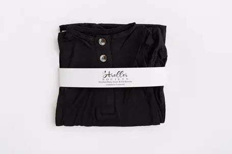 Newborn Knotted Gown and Hat Set Black, Newborn Clothes in - Newborn Knotted Baby Gown Sets photo