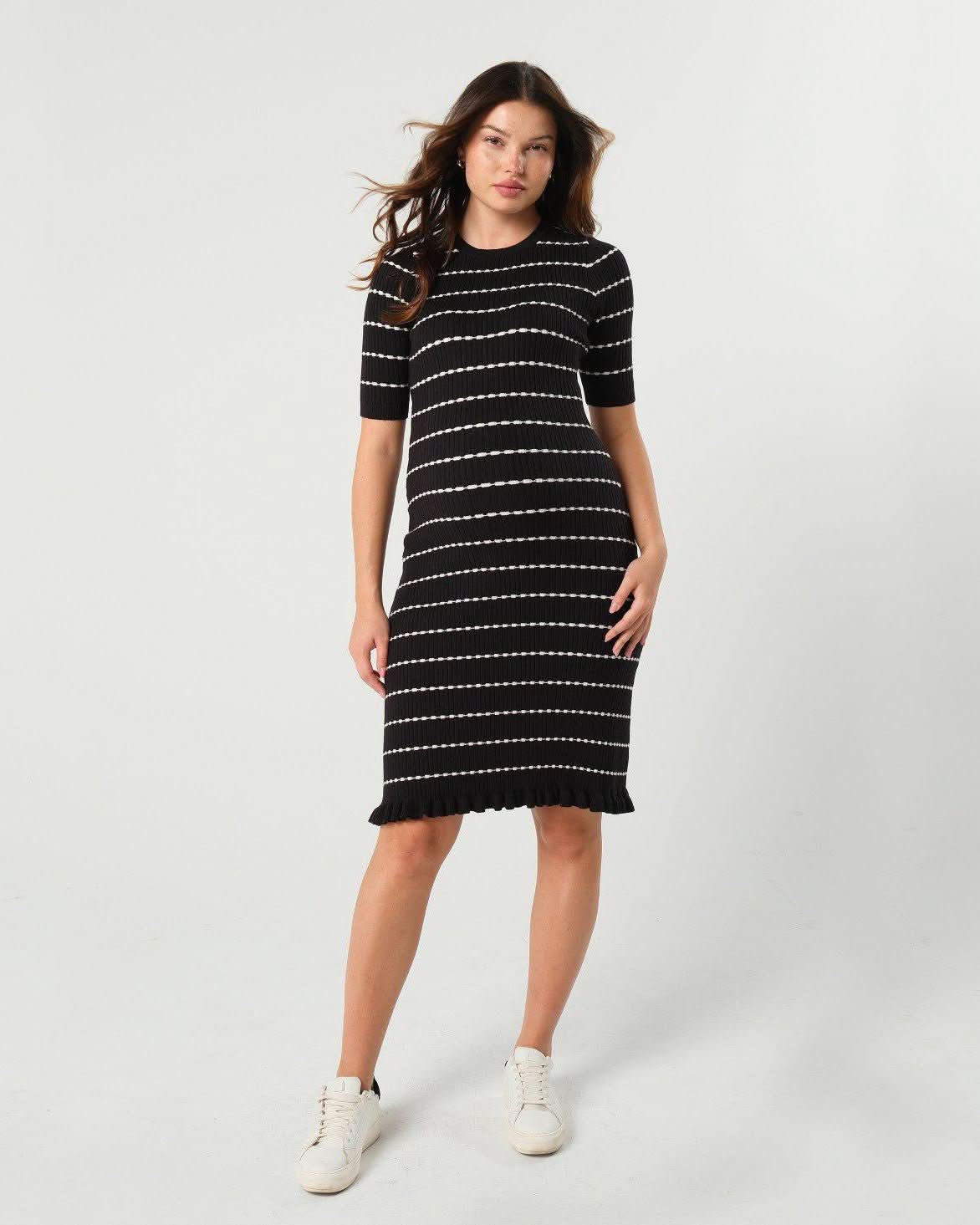 Louie Striped Knit Maternity & Nursing Dress in - women's maternity dress photo