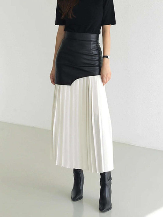 Pleated Contrast High Rise Skirt in - Skirts photo