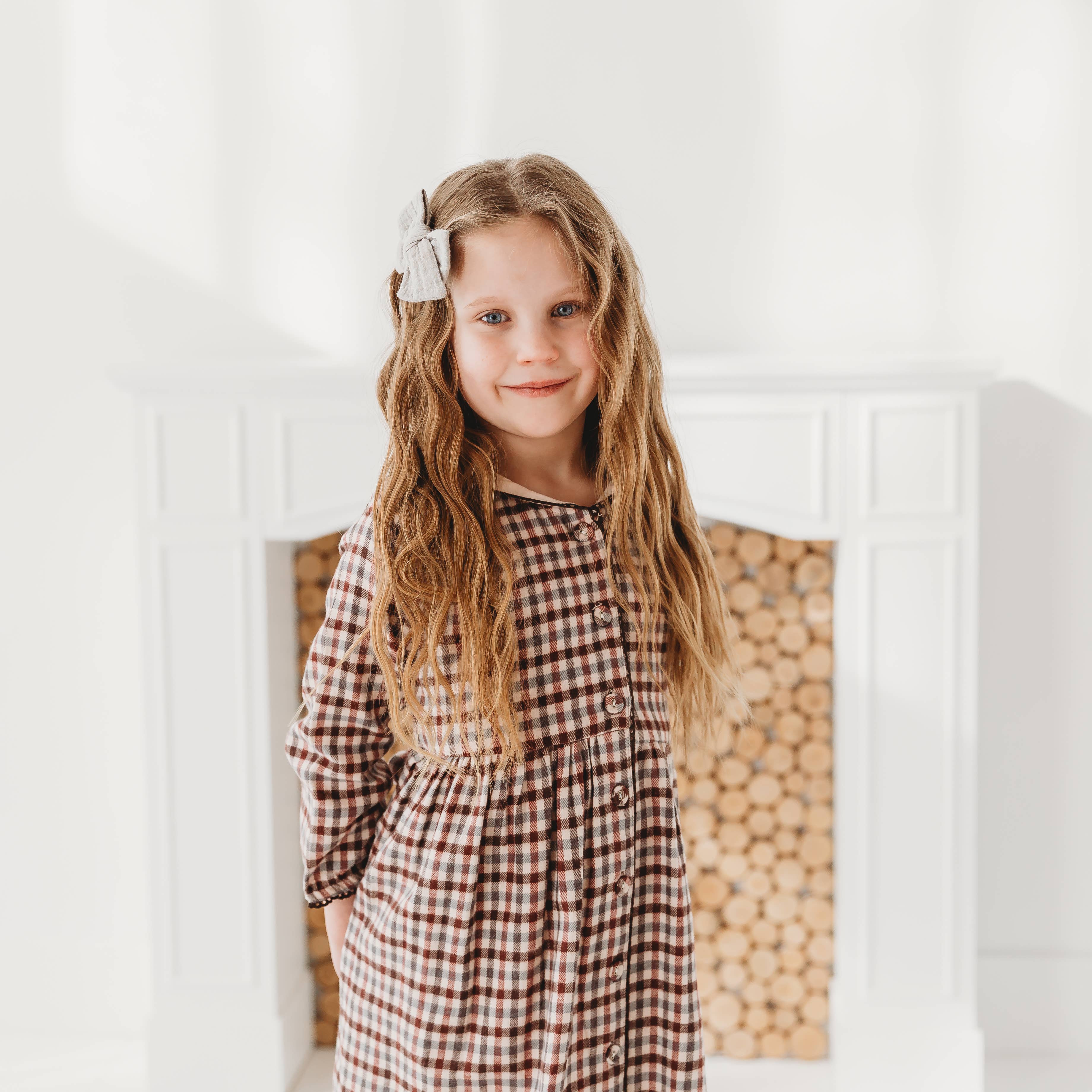 Brushed Gingham Sailor Collar Dress in - Dress photo