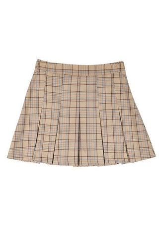 LILOU Plaid Pleated Mini Skirt