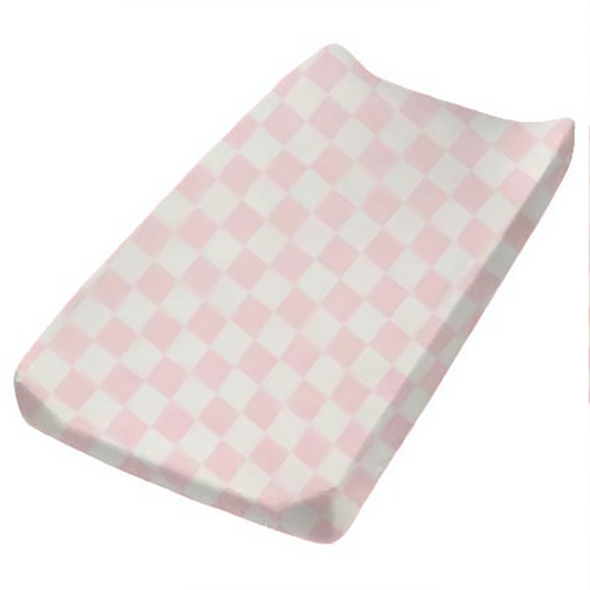 Pink Sugar Checkered Changing Pad Cover in - photo