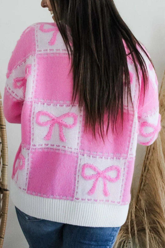 Bow Round Neck Long Sleeve Sweater in - photo