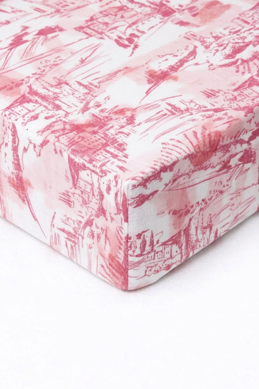 Pink Toile Crib Sheet in - photo