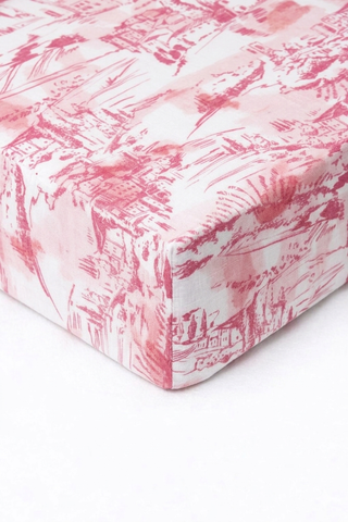 Pink Toile Crib Sheet