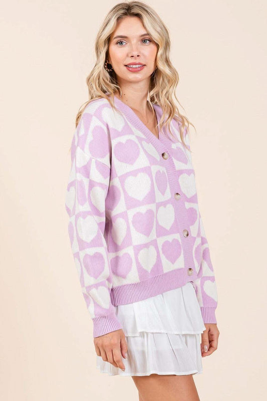 Mittoshop Checkered Heart Button Down Cardigan in - Cardigans photo