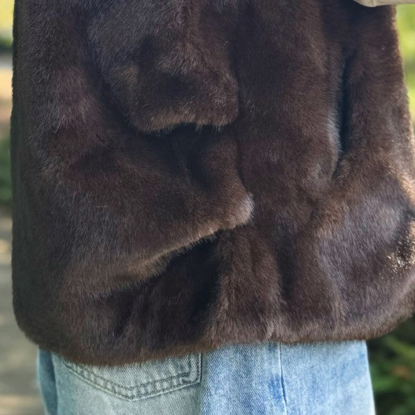 Real Feel Faux Mink Fur Hooded Vest in - photo