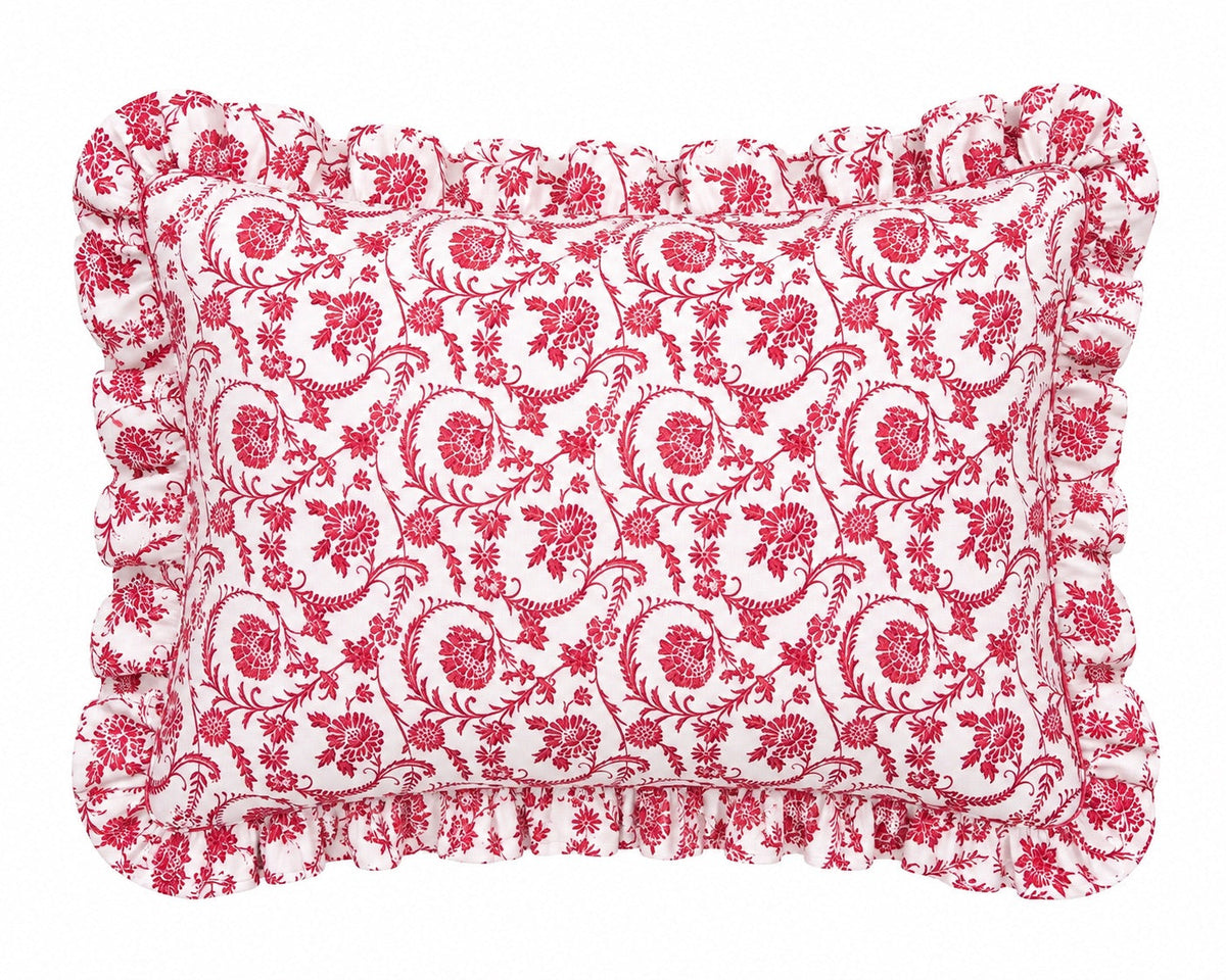 Little Mae & Co. Standard Ruffle Pillow Case Cover - Red chinoiserie