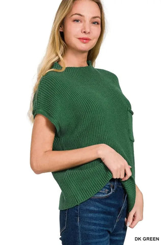 Zenana Mock Neck Short Sleeve Sweater - SwagglyLife Home & Fashion