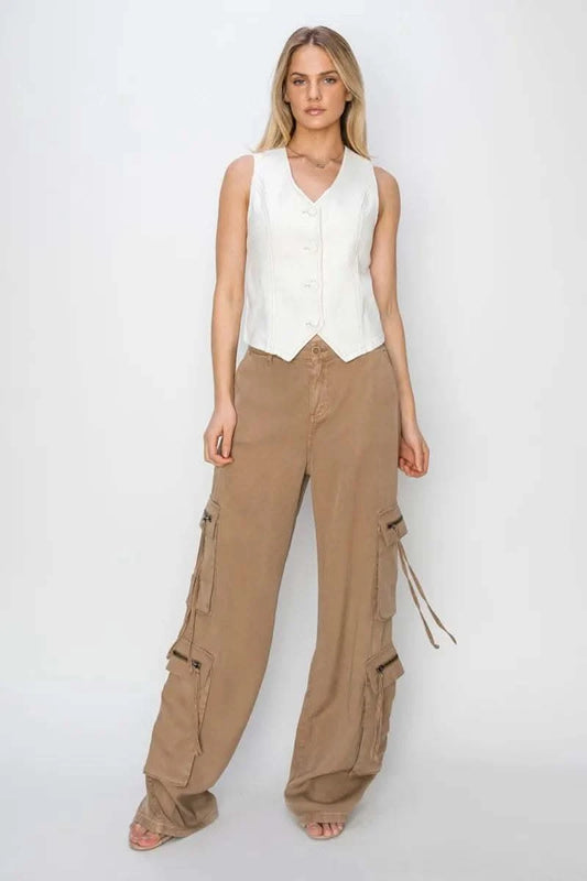 RISEN V Neck Button Down Vest in - photo