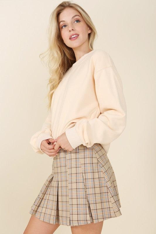 LILOU Plaid Pleated Mini Skirt
