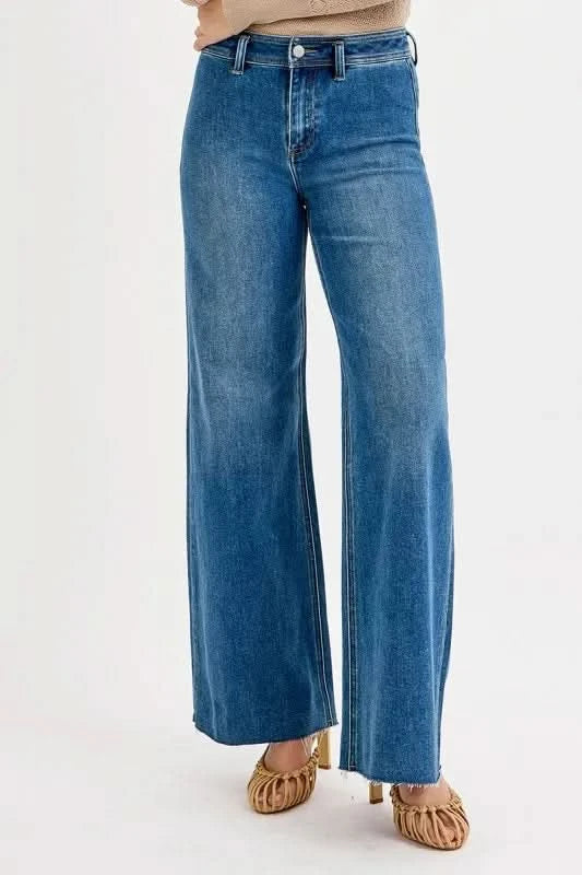 RISEN High-Waisted Wide Leg Jeans in - photo