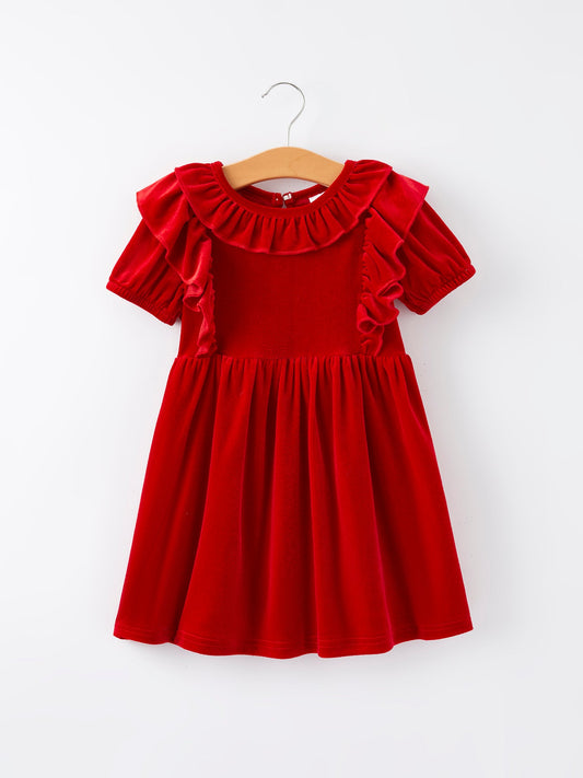 Christmas Red Velvet Girls Dress -