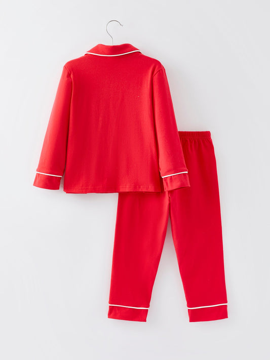 Christmas Red Boys Santa Claus Embroidered Pajamas -