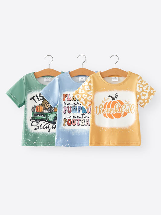 Fall Thanksgiving Halloween 3 pieces Short sleeve O-neck T-shirt -