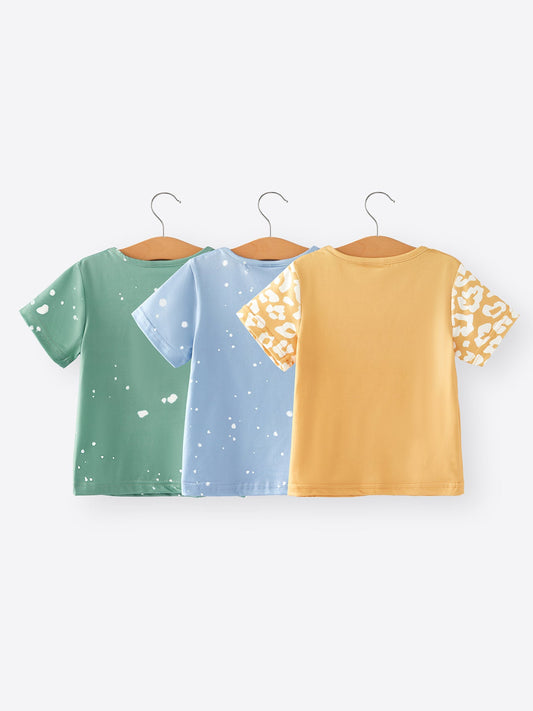 Fall Thanksgiving Halloween 3 pieces Short sleeve O-neck T-shirt -