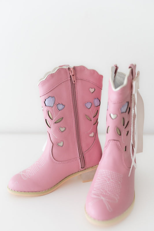 Sweetheart Bow Cowgirl Boots- Pink in - Shoes photo