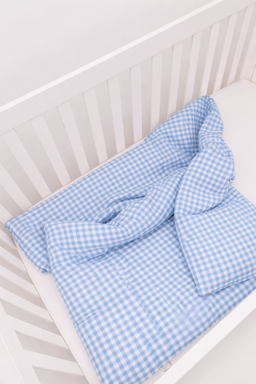 Blue Gingham Crib Quilted Blanket -