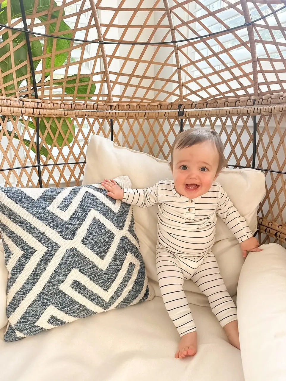 Top and Bottom Outfit and Hat Set (Newborn-12 months sizes) Black Stripes in - Onesies photo