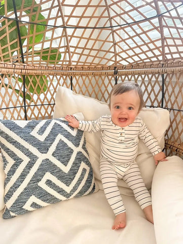 Top and Bottom Outfit and Hat Set (Newborn-12 months sizes) Black Stripes in - Onesies photo